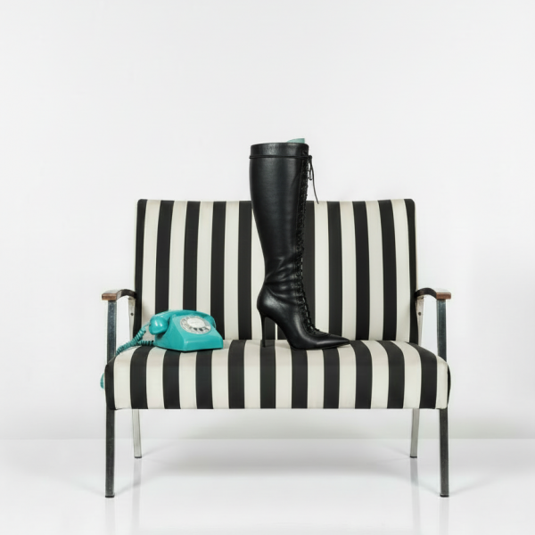 STIVALE a punta con tacco con lacci nero