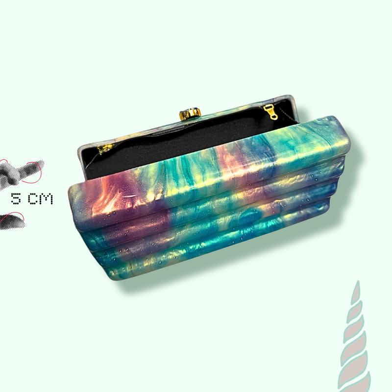 clutch pochette rigida brillantinata multicolor