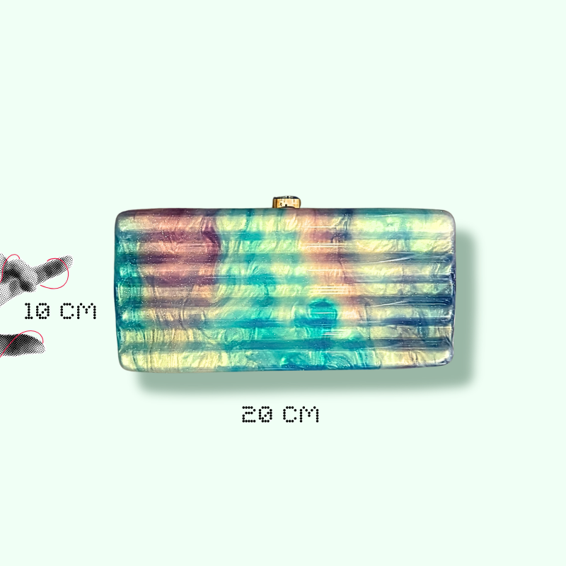 clutch pochette rigida brillantinata multicolor