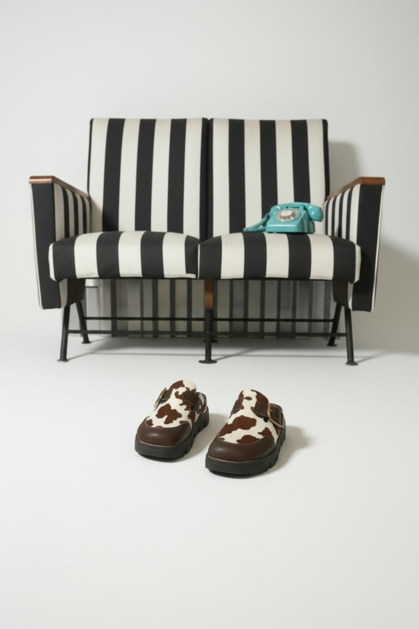 Slides maculate suola Platform con fibbia