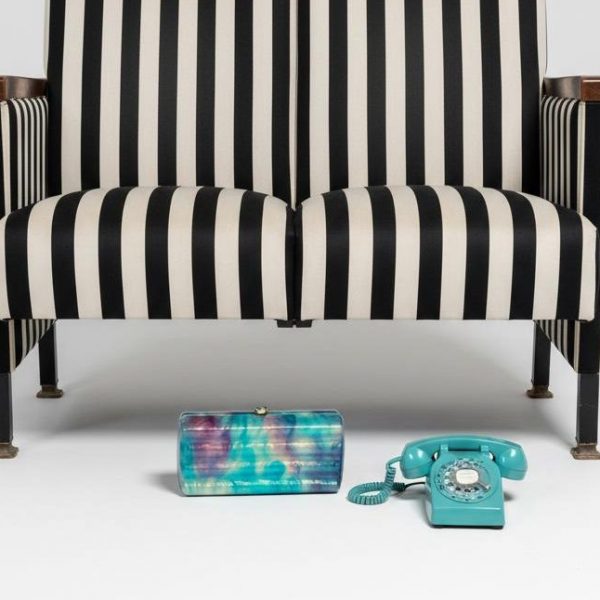 clutch pochette rigida brillantinata multicolor