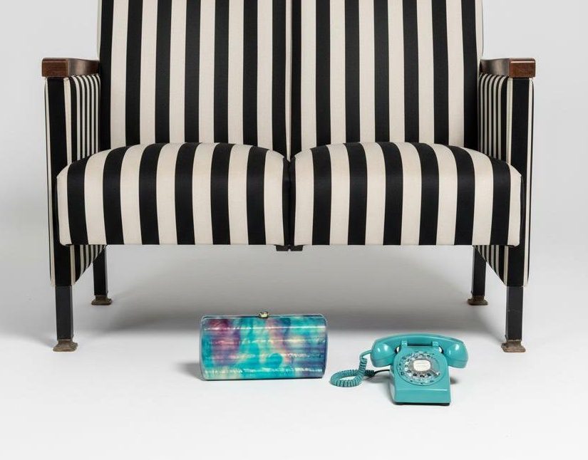 clutch pochette rigida brillantinata multicolor