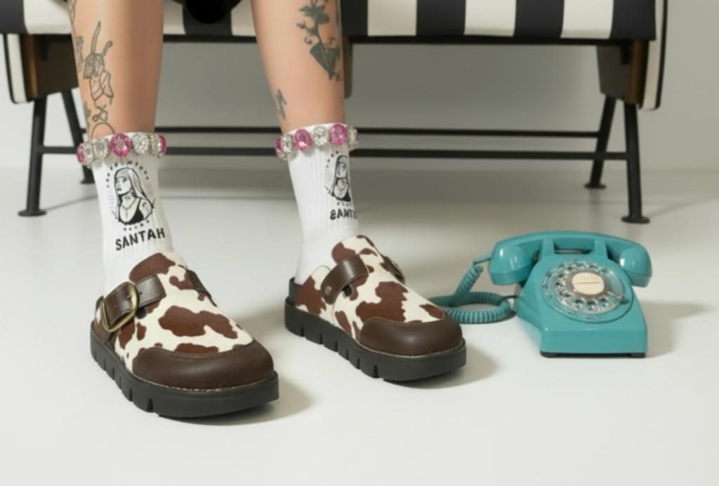 Slides maculate suola Platform con fibbia