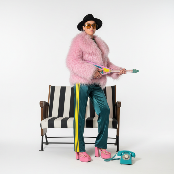 pantalone sportivo lucido verde con bande