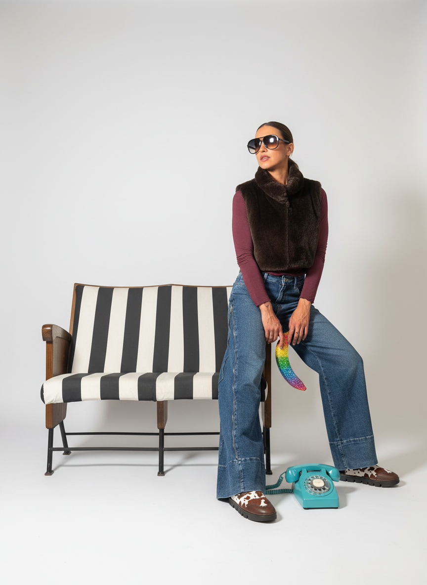 jeans wide leg con cerniera laterale per stringere o allargare la gamba