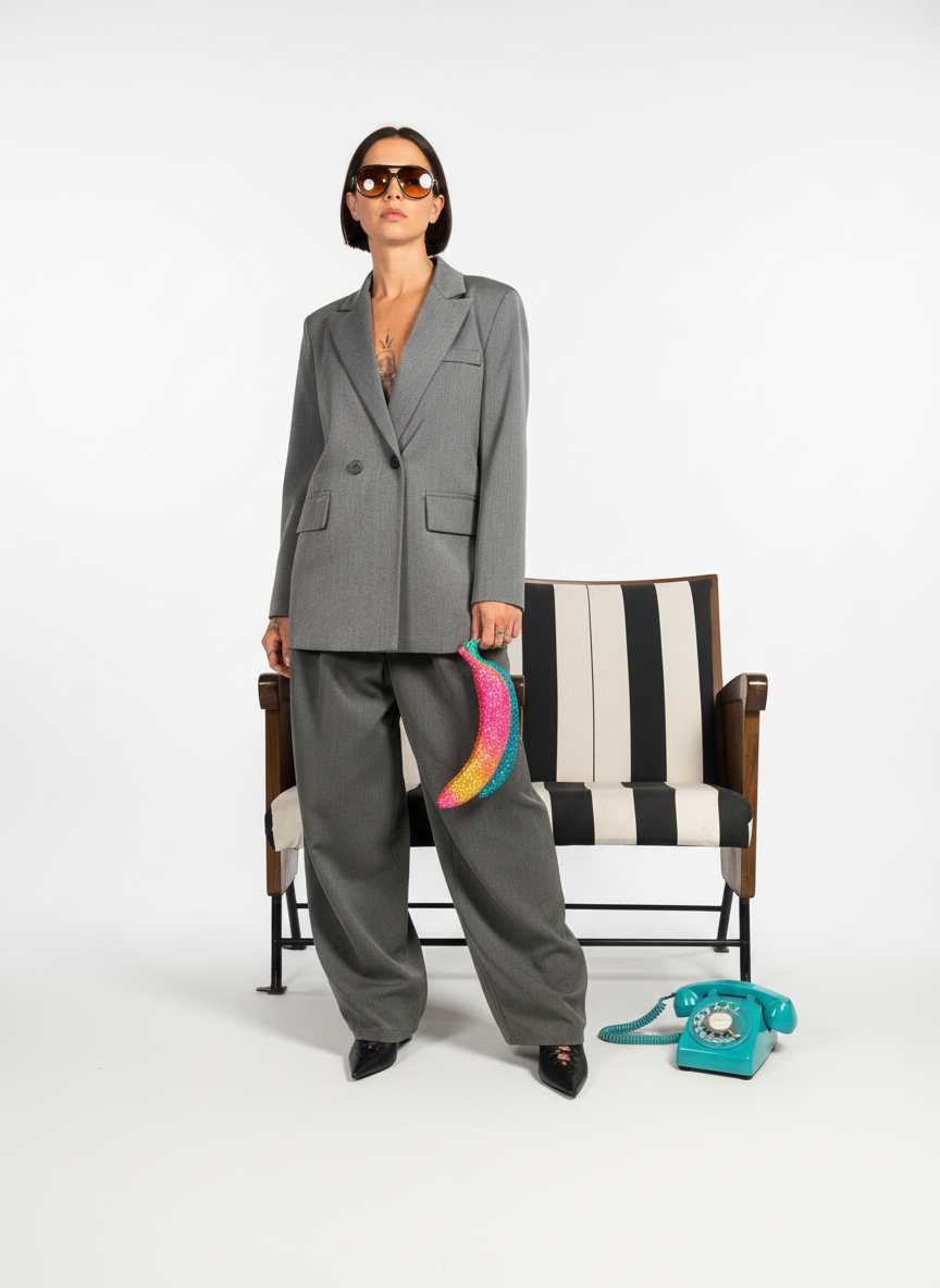 pantalone allacciatura con bottone storta modello balloon taglio classico