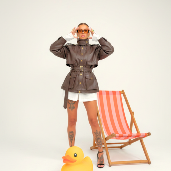 GIUBBINO TRENCH ECOPELLE SANT BROWN