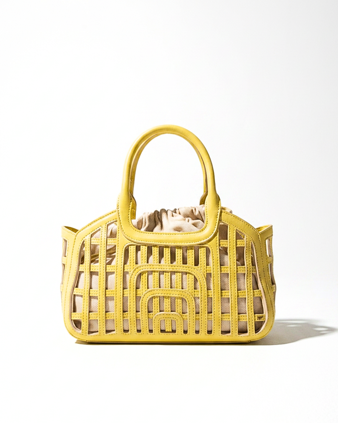 SANTA SORBETTINA BORSA DESIGN A GABBIA GIALLO PASTELLO