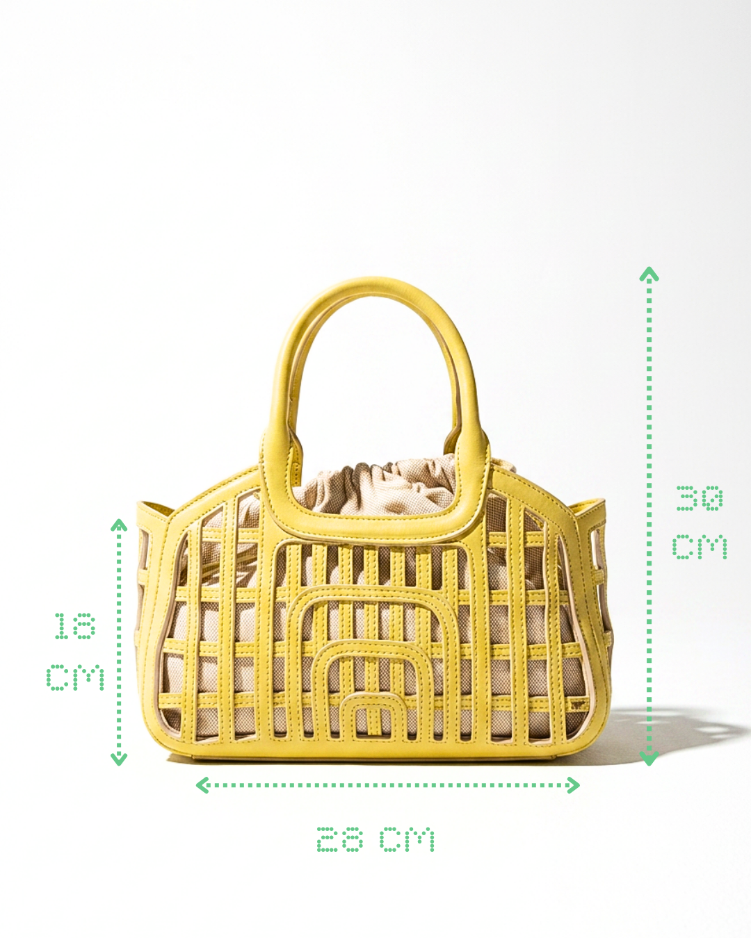 SANTA SORBETTINA BORSA DESIGN A GABBIA GIALLO PASTELLO