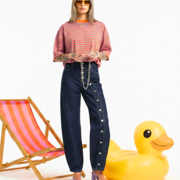 T-SHIRT OVER A RIGHE SAN POP-STRIPE COLORI ACCESI