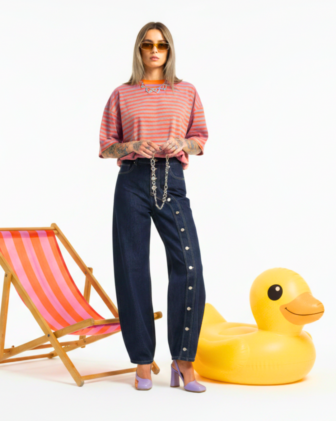 T-SHIRT OVER A RIGHE SAN POP-STRIPE COLORI ACCESI