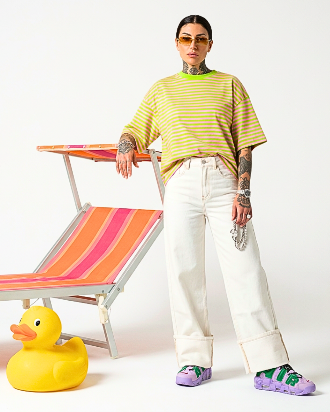 T-SHIRT OVER A RIGHE SAN POP-STRIPE COLORI ACCESI