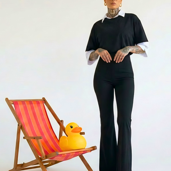 PANTALEGGINGS A ZAMPA NERO SAN CORSET