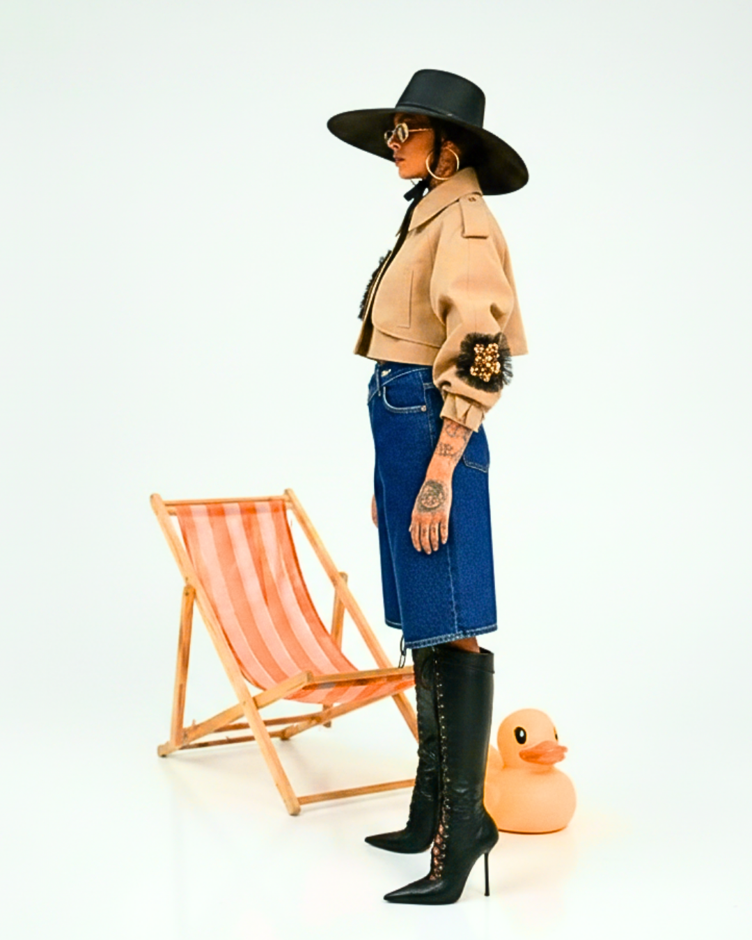 TRENCH SAN GOLDEN CROP CON RICAMI ORO E TULLE