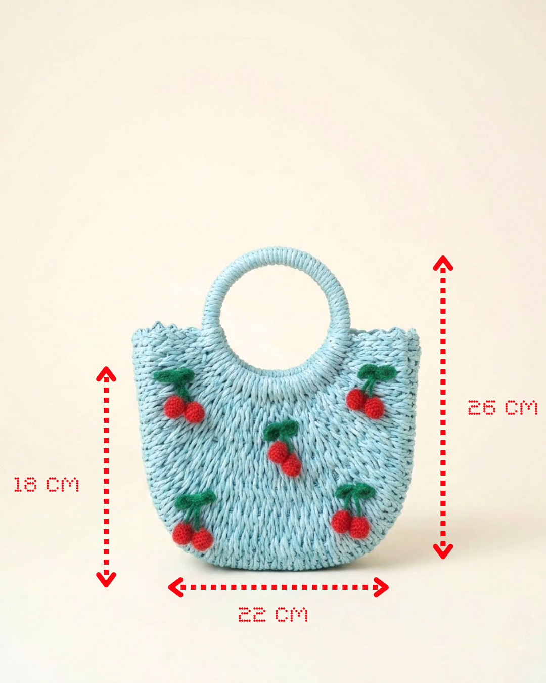 BORSA IN PAGLIA SANTA CILIEGINA ROSA O AZZURRA