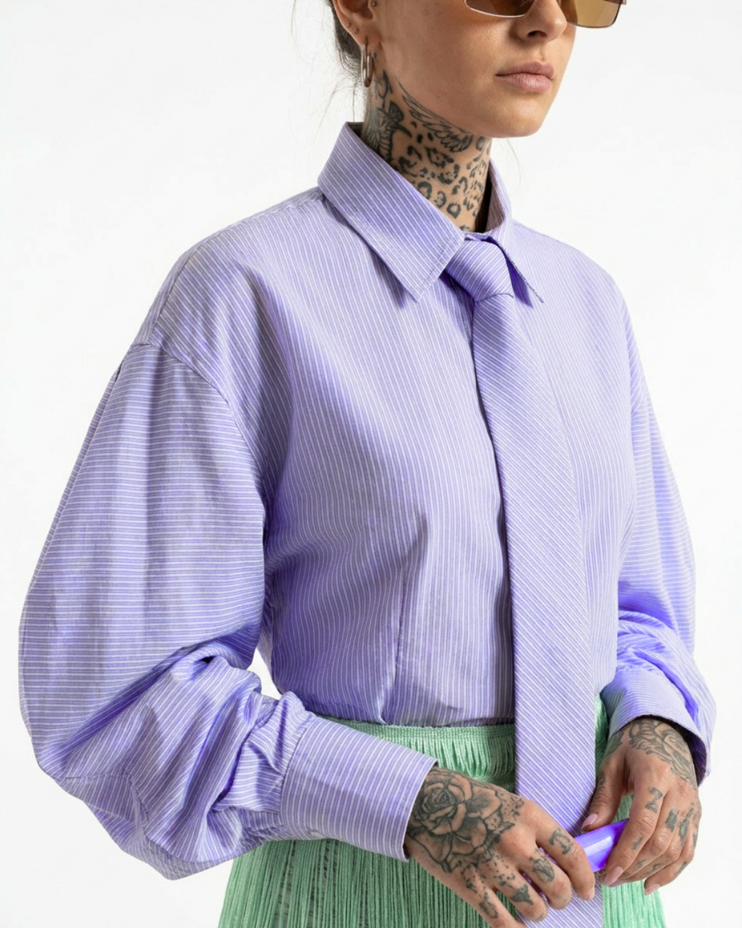 CAMICIA SPALLE A SBUFFO SAN NUVOLA FANTASIA A RIGHE