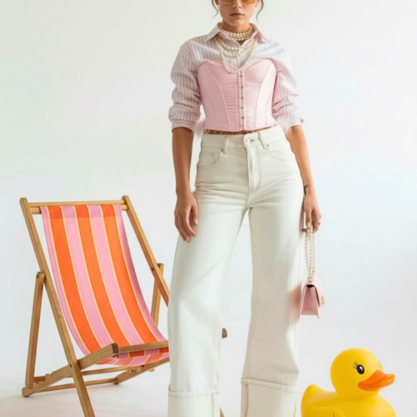 JEANS WIDE LEG SAN WHITE MAXI RISVOLTO SUL FONDO
