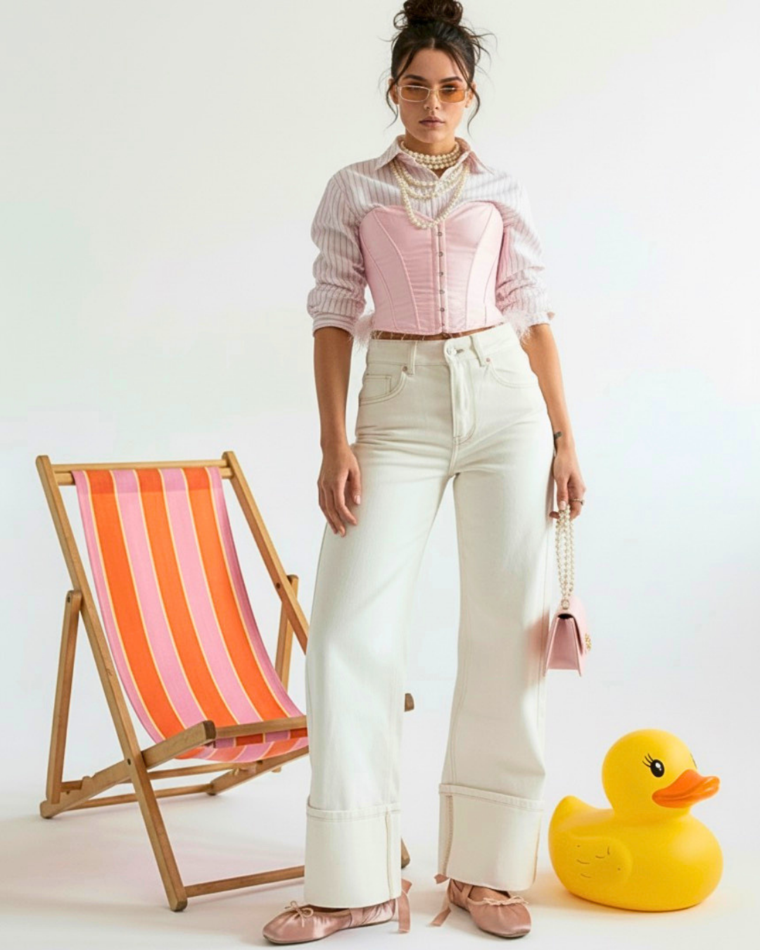 JEANS WIDE LEG SAN WHITE MAXI RISVOLTO SUL FONDO