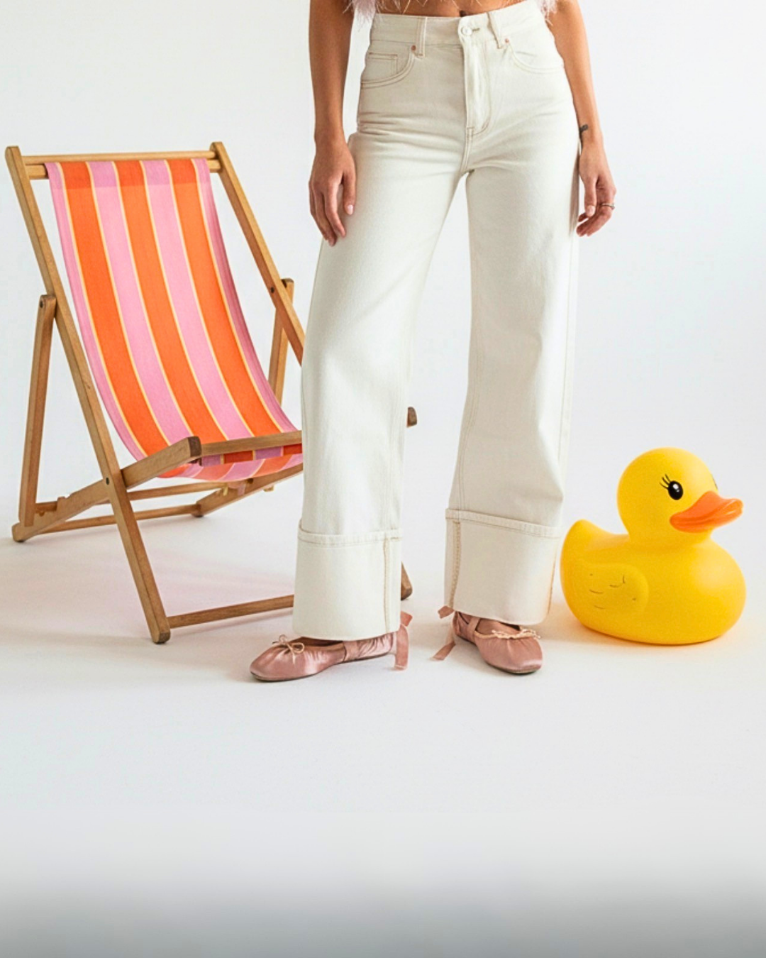 JEANS WIDE LEG SAN WHITE MAXI RISVOLTO SUL FONDO