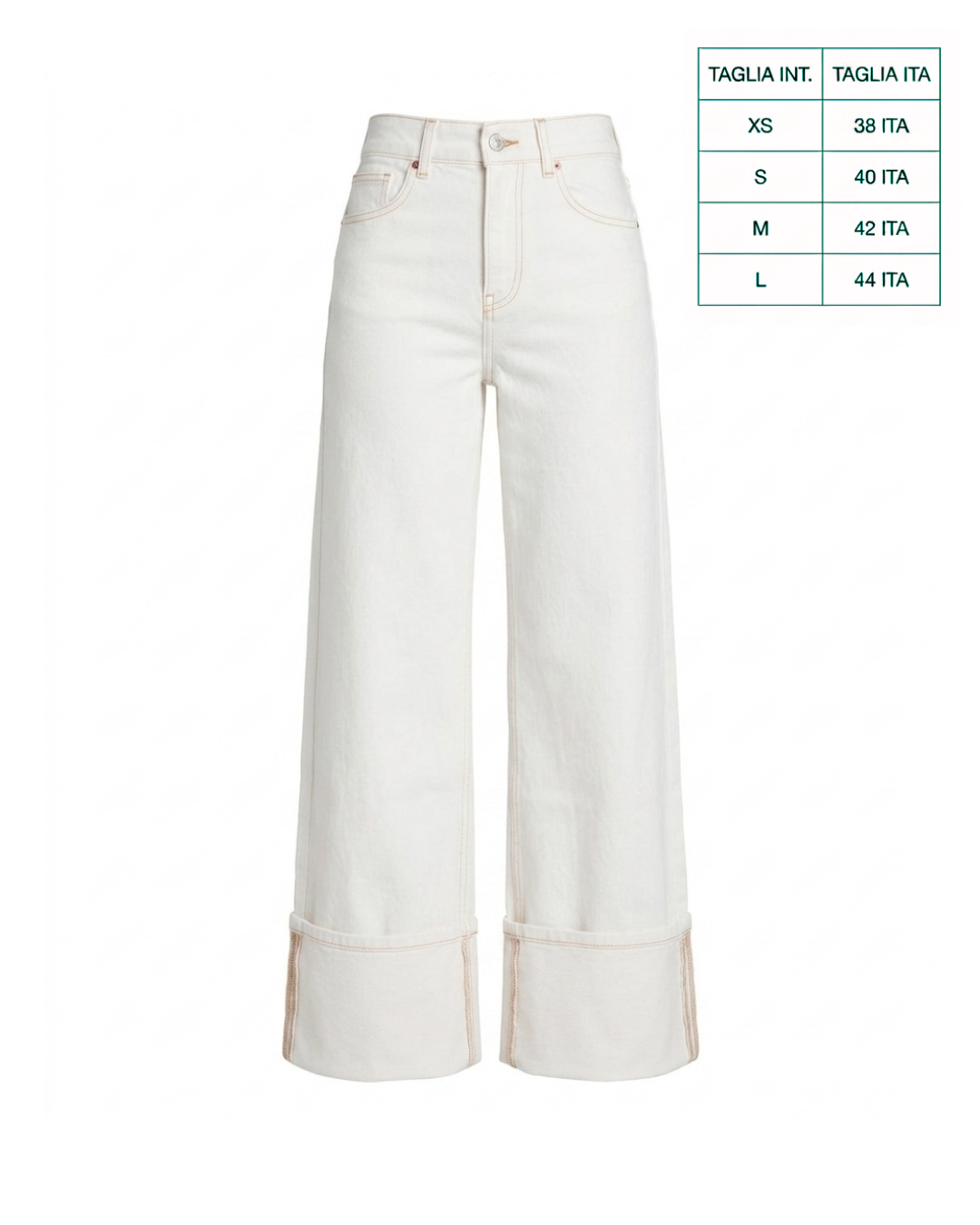 JEANS WIDE LEG SAN WHITE MAXI RISVOLTO SUL FONDO
