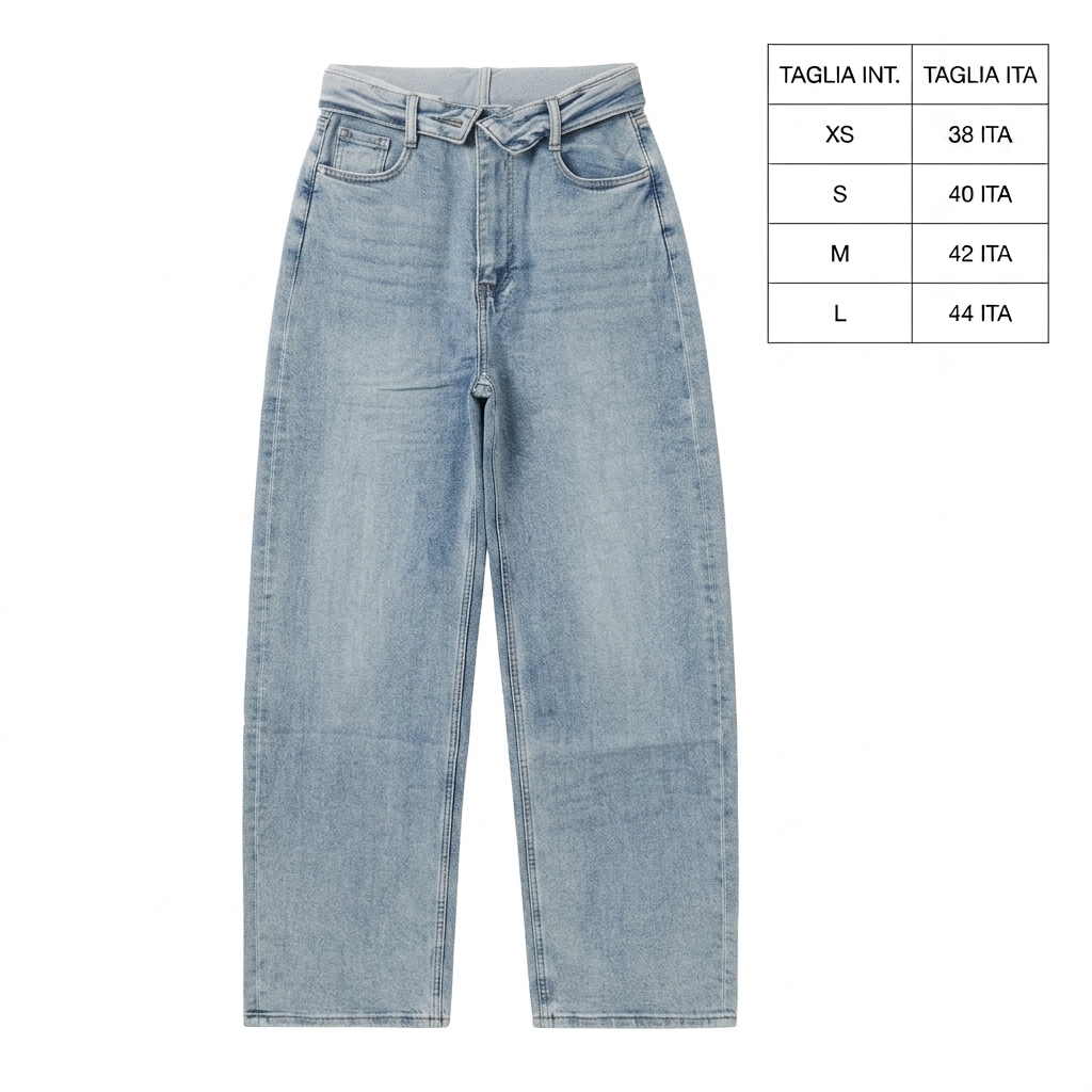 JEANS WIDE LEG SANT'ABBUFFATA VITA RISVOLTATA