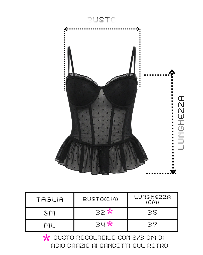 IL CORSETTO A POIS CON VOLANT SAN POINTS