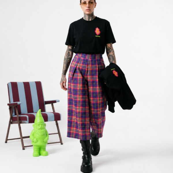 PANTALONE PALAZZO 3/4 FANTASIA MULTICOLOR SAN TARTAN
