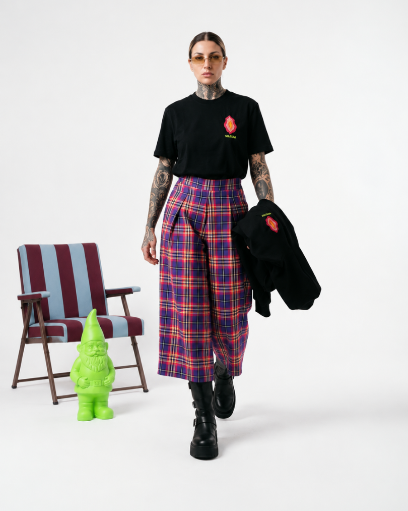 PANTALONE PALAZZO 3/4 FANTASIA MULTICOLOR SAN TARTAN