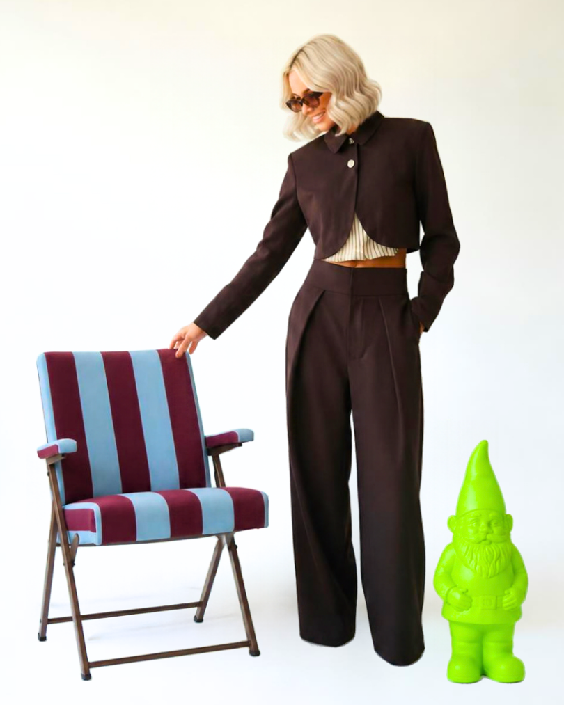 COMPLETO BLAZER CROPPED E PANTALONE SAN CHOCO MILITARY