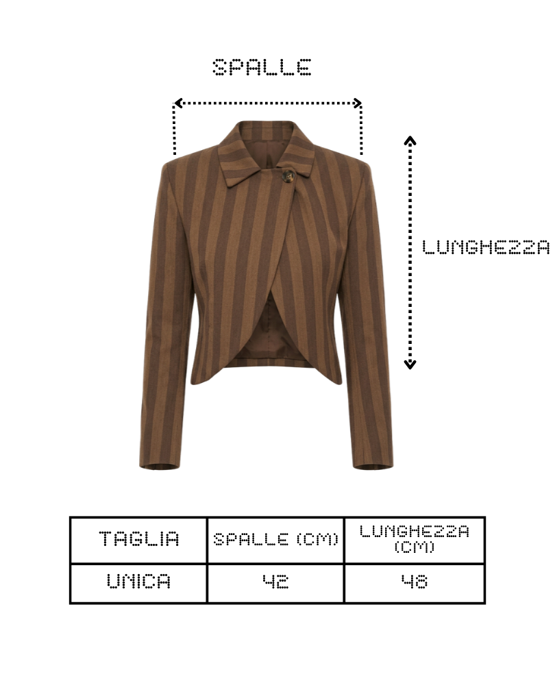 BLAZER MARRONE CROP ASIMMETRICO A RIGHE SAN TWIST