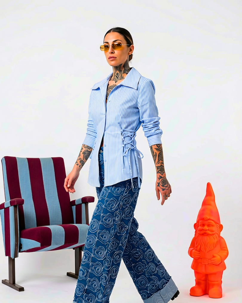 CAMICIA A RIGHE AZZURRE E BIANCHE SAN OFFICE-FATAL