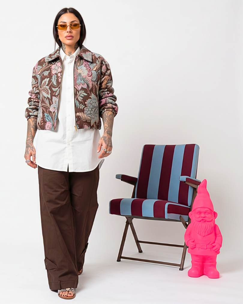 GIUBBINO IN JACQUARD FLOREALE SAN TAPESTR