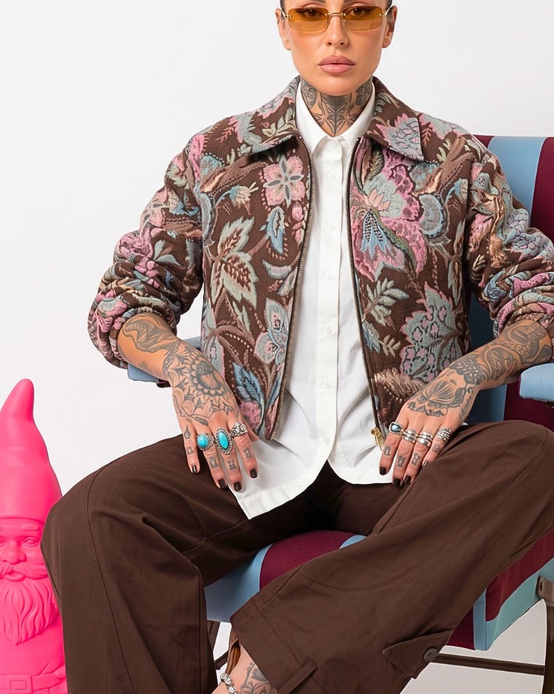 GIUBBINO IN JACQUARD FLOREALE SAN TAPESTR