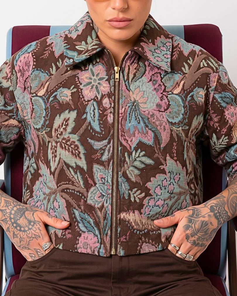 GIUBBINO IN JACQUARD FLOREALE SAN TAPESTR