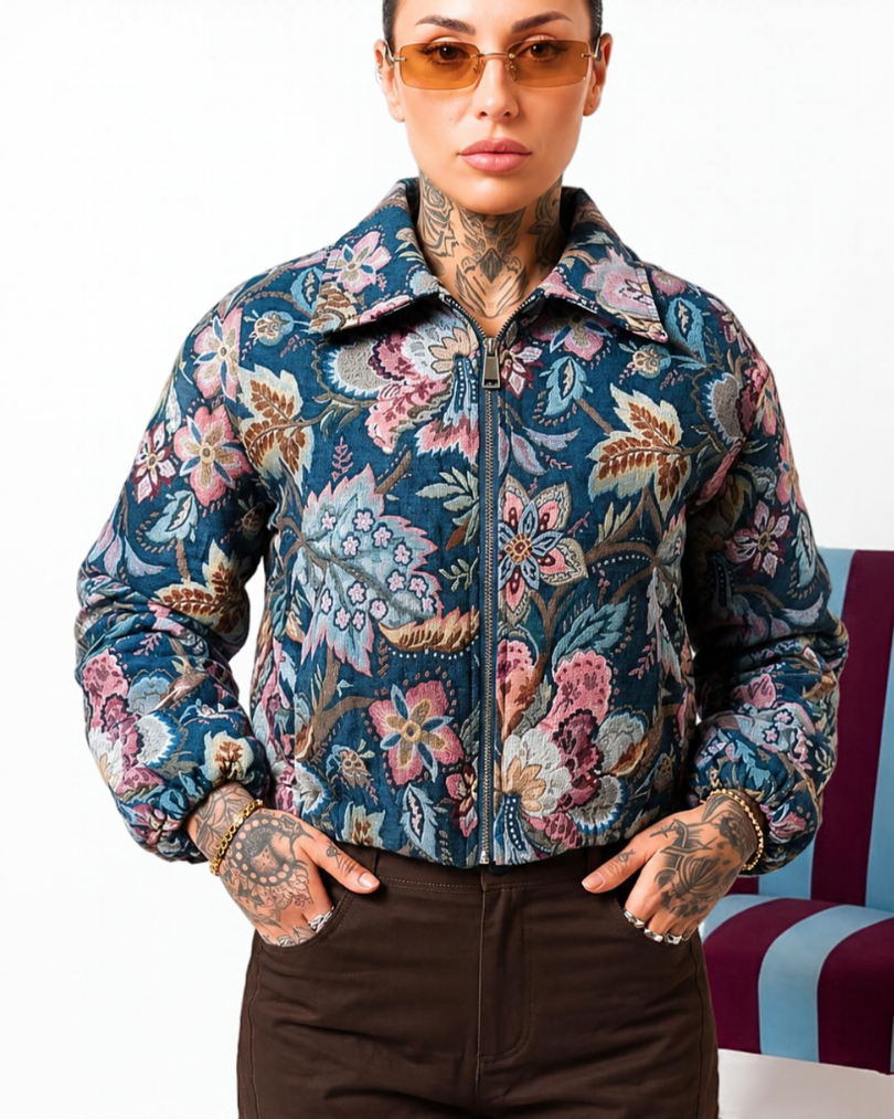 GIUBBINO IN JACQUARD FLOREALE SAN TAPESTR