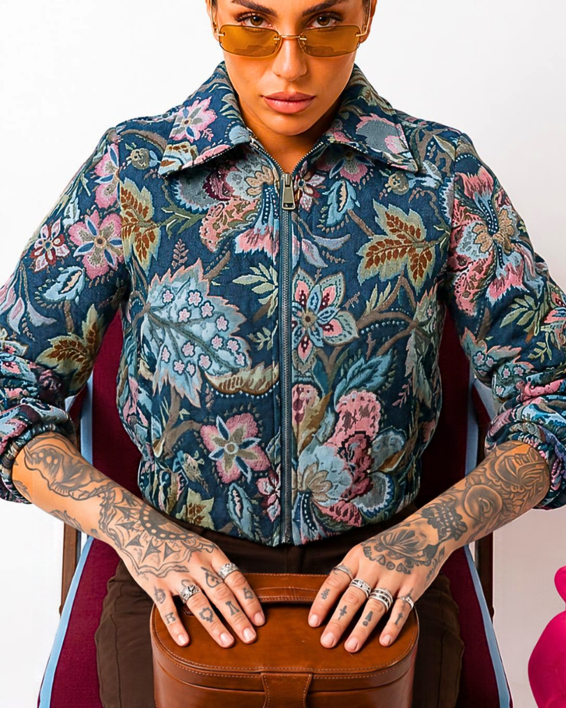 GIUBBINO IN JACQUARD FLOREALE SAN TAPESTR