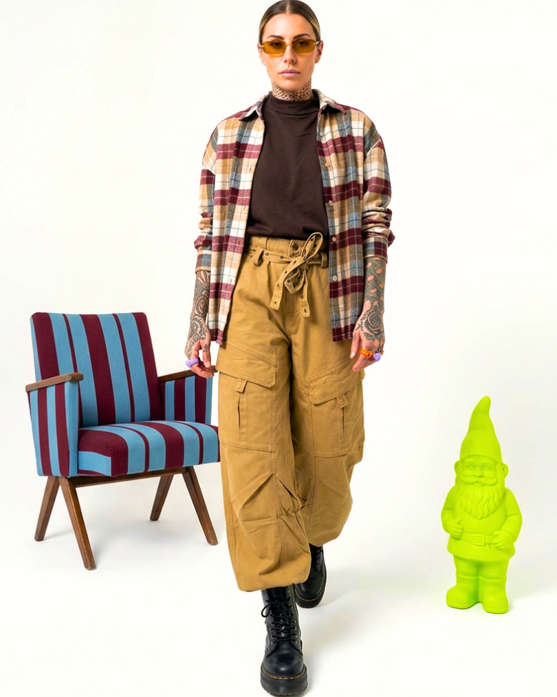 PANTALONE CARGO OVERSIZE CON CINTURA SAN WORKER
