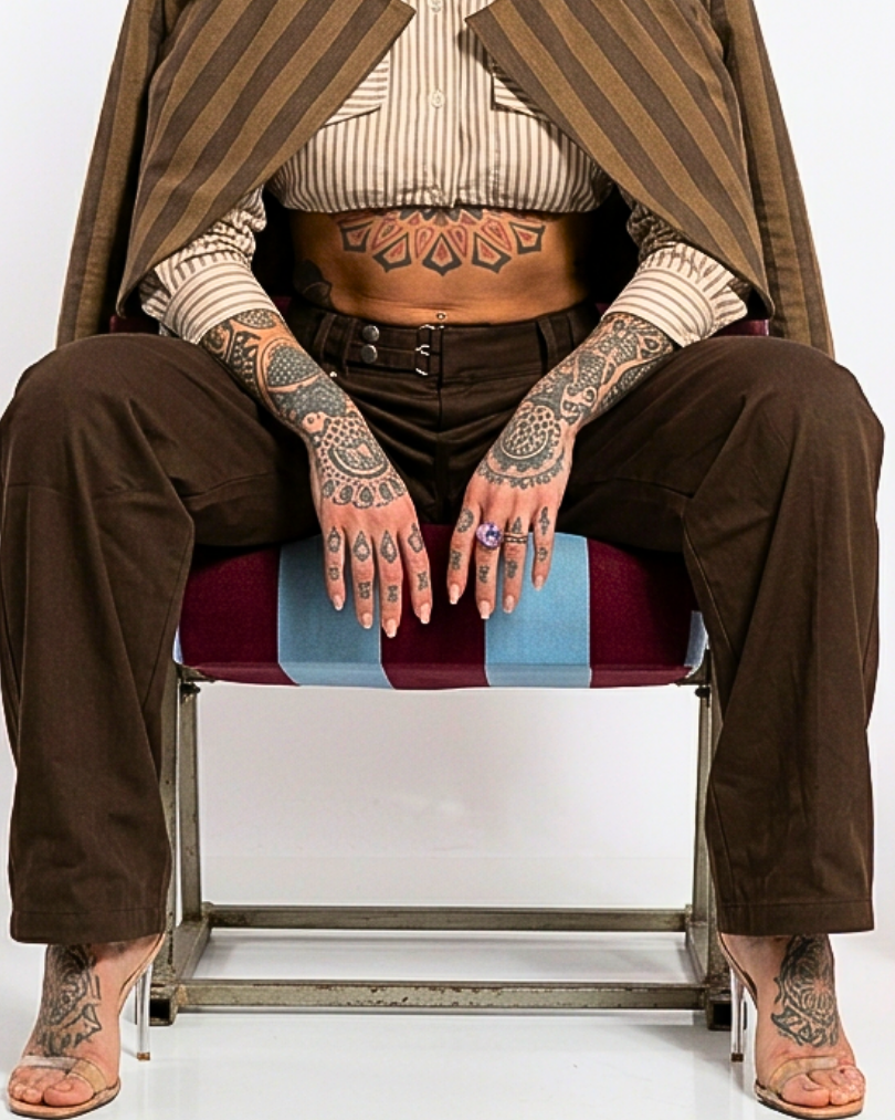 PANTALONE MARRONE A VITA ALTA CON PINCE SAN DANDY