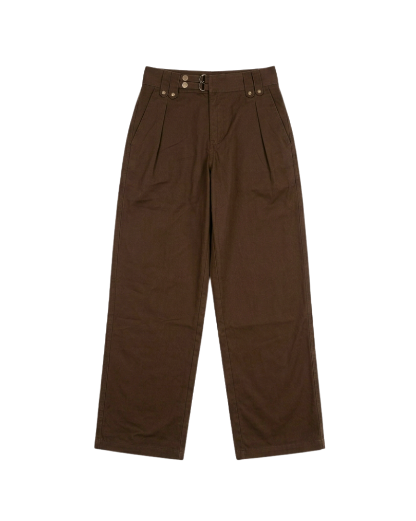 PANTALONE MARRONE A VITA ALTA CON PINCE SAN DANDY