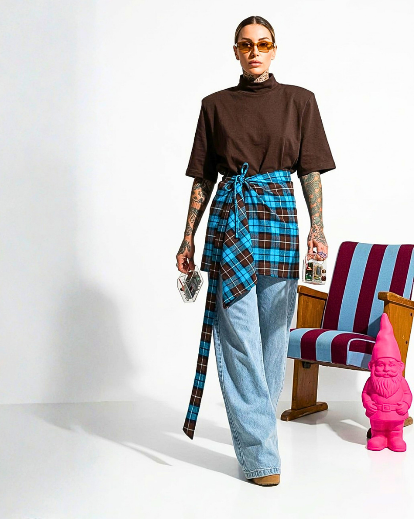 GONNA/OVERSKIRT A PAREO IN TESSUTO TARTAN SAN PUNK