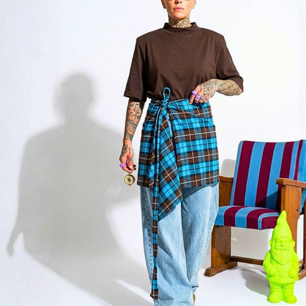 GONNA/OVERSKIRT A PAREO IN TESSUTO TARTAN SAN PUNK