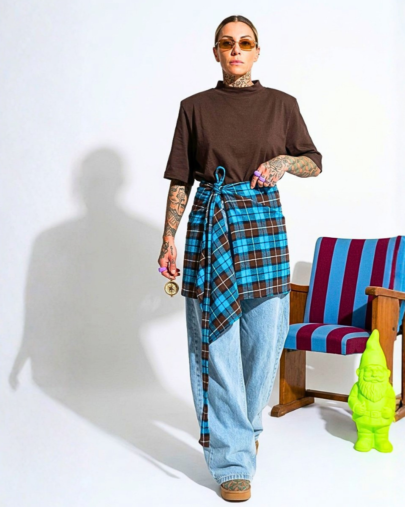 GONNA/OVERSKIRT A PAREO IN TESSUTO TARTAN SAN PUNK