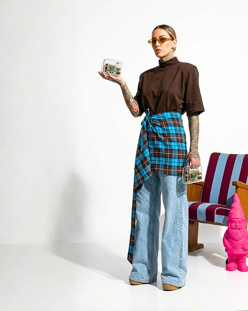 GONNA/OVERSKIRT A PAREO IN TESSUTO TARTAN SAN PUNK