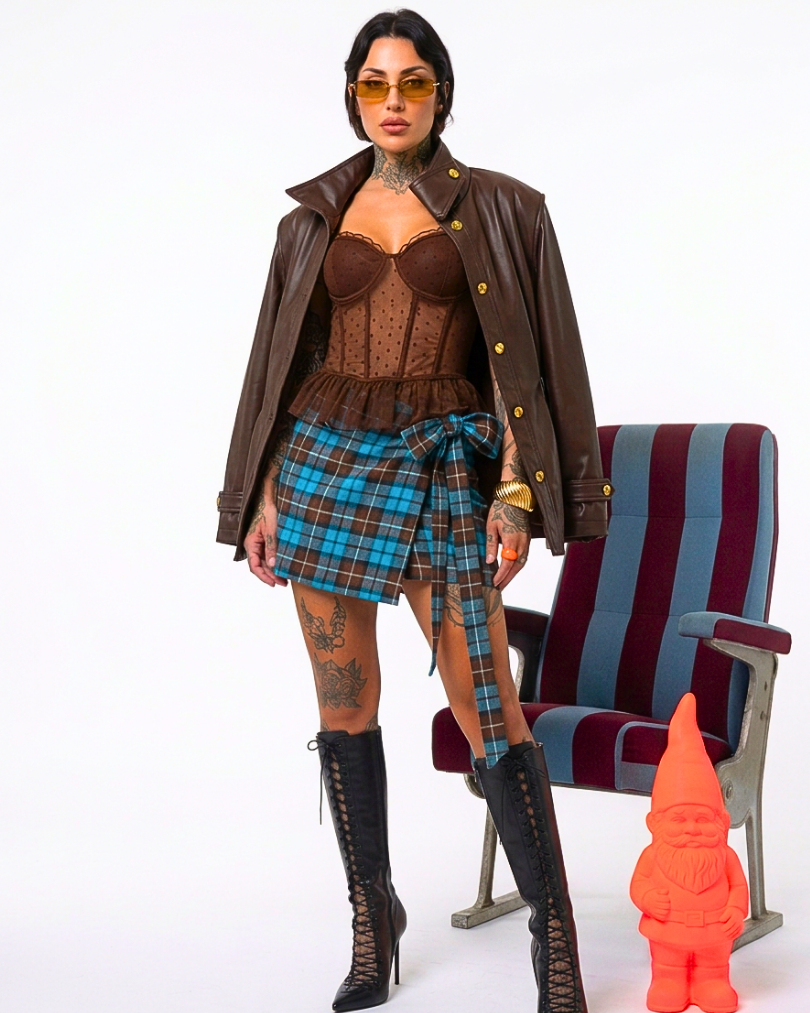 GONNA/OVERSKIRT A PAREO IN TESSUTO TARTAN SAN PUNK