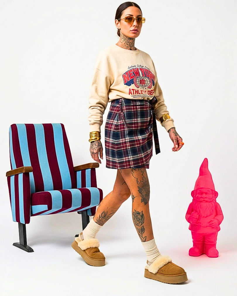 GONNA/OVERSKIRT A PAREO IN TESSUTO TARTAN SAN PUNK