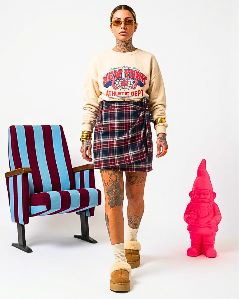 GONNA/OVERSKIRT A PAREO IN TESSUTO TARTAN SAN PUNK