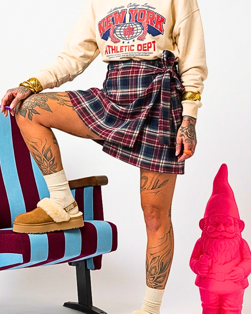 GONNA/OVERSKIRT A PAREO IN TESSUTO TARTAN SAN PUNK